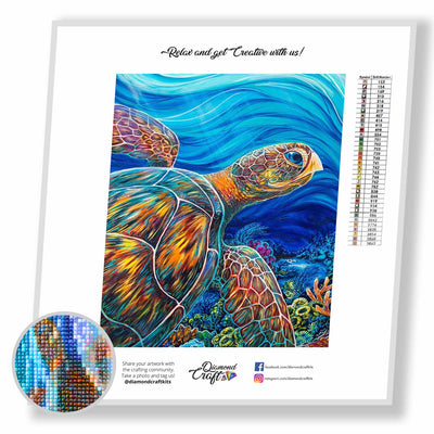 jarenap Turtle Pattern,5d Diamond Painting Kits,Hawaiian Green Sea Turtle  Ocean Photo,Diamond Art for Adults with Diamond Painting Accessories for