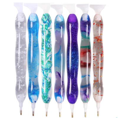 Resin Diamond Painting Pen Kit, 5D Diamond Painting Handmade Point Drill Pen with Multiple Interchangeable Placers and Clay, Blue